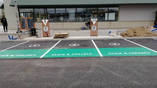 Marquage au sol click and collect, Bayonne, Meltem Industrie Services