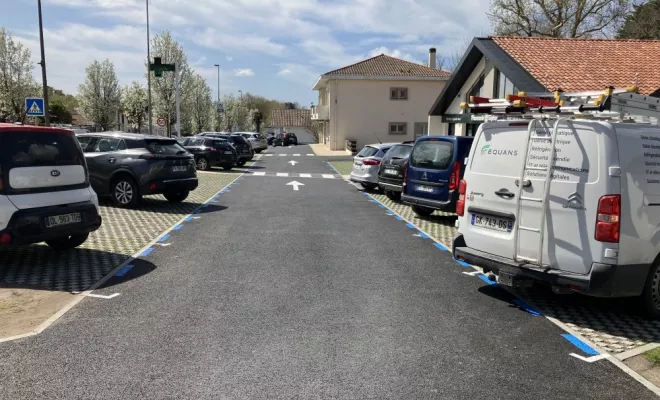Marquage au sol parking de commerces, Bayonne, Meltem Industrie Services