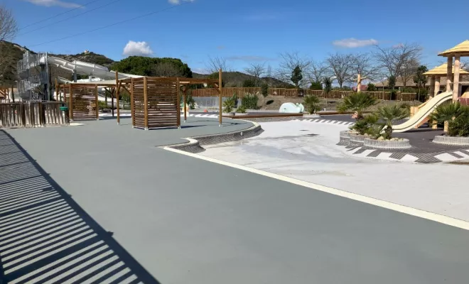 Résine plage de piscine camping, Bayonne, Meltem Industrie Services
